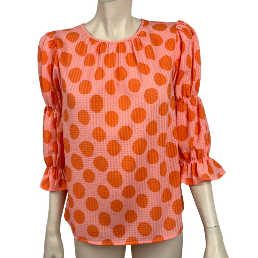Who What Wear Peach‎ Orange Polka Dot Blouse
